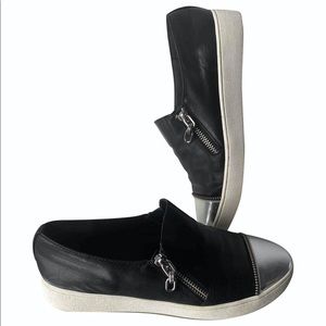 Michael Kors Collection 
Black Leather Sneakers